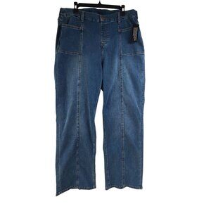 Denim + Company NWT Wide Leg Denim Jeans Blue Size 18W Classic Flat Front